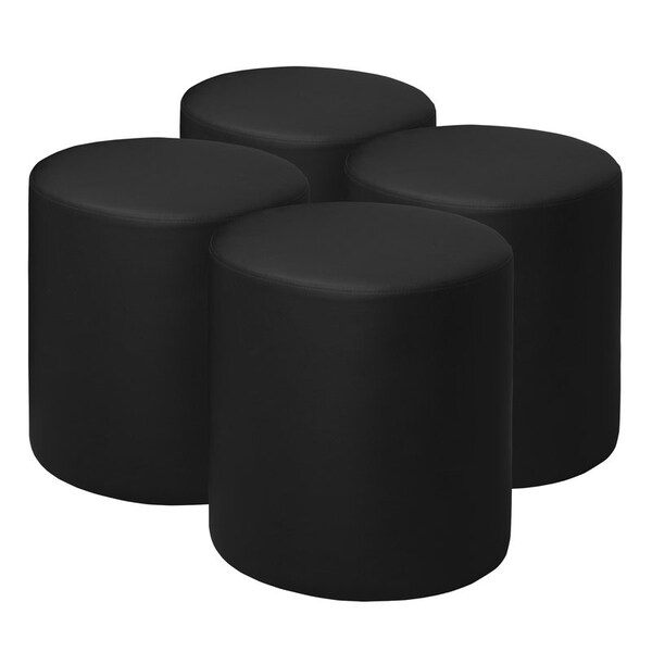 Regency Logan Round Vinyl Ottoman (Set of 4)- Black N6262BK4PK - main